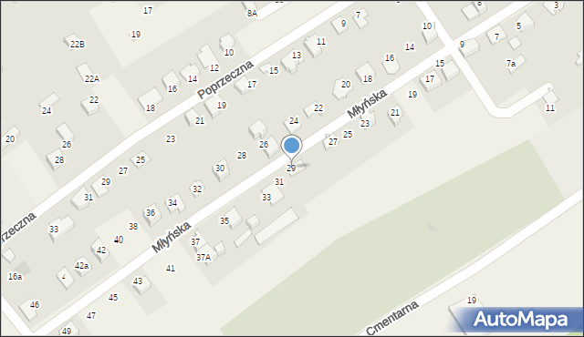 Kozy, Młyńska, 29, mapa Kozy