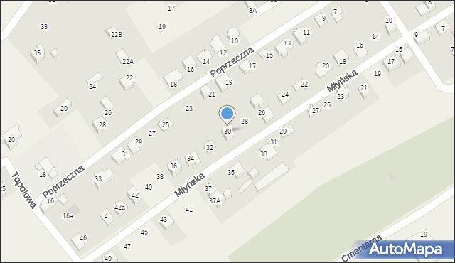 Kozy, Młyńska, 30, mapa Kozy