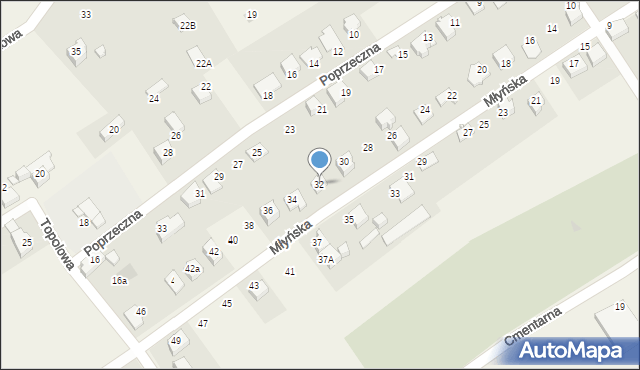 Kozy, Młyńska, 32, mapa Kozy