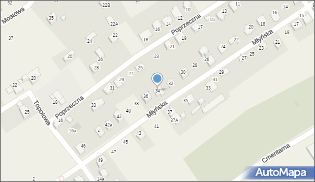 Kozy, Młyńska, 34, mapa Kozy