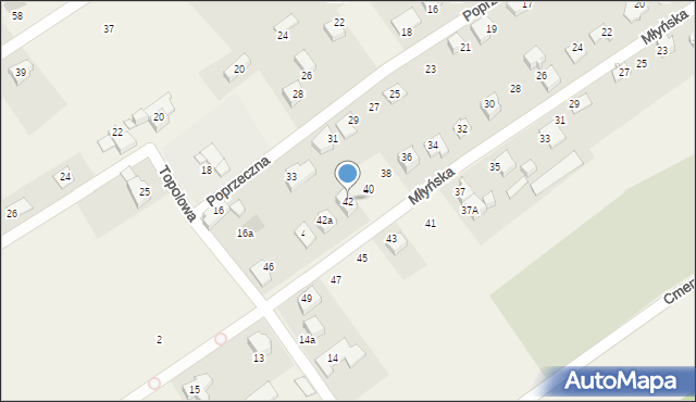 Kozy, Młyńska, 42, mapa Kozy
