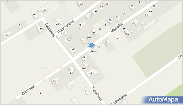 Kozy, Młyńska, 47, mapa Kozy