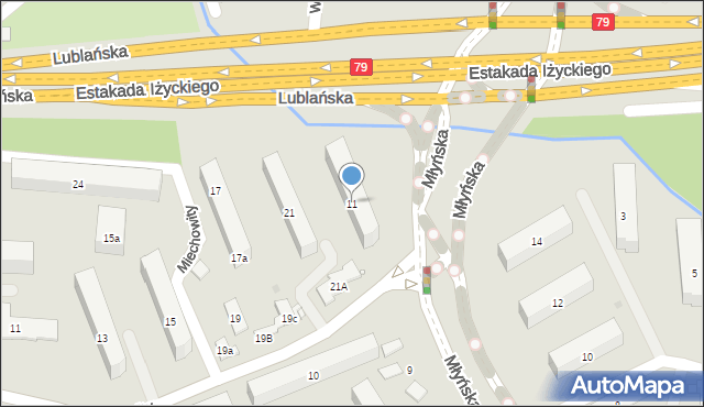 Kraków, Młyńska, 11, mapa Krakowa