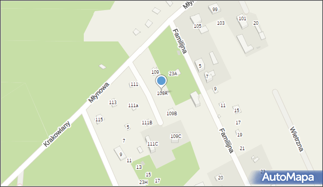 Krakowiany, Młynowa, 109A, mapa Krakowiany