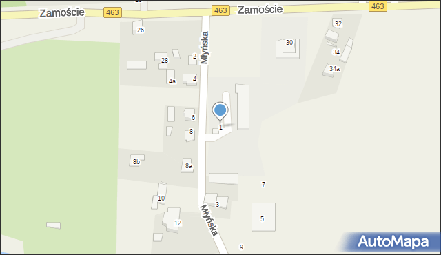 Krasiejów, Młyńska, 1, mapa Krasiejów