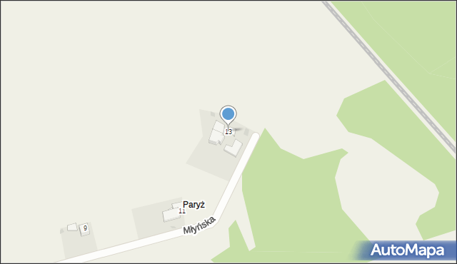 Krępna, Młyńska, 13, mapa Krępna