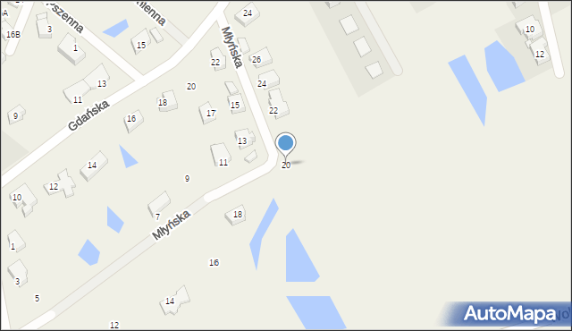 Krężoły, Młyńska, 20, mapa Krężoły
