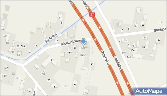 Kroczewo, Młodzieżowa, 12, mapa Kroczewo