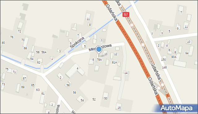 Kroczewo, Młodzieżowa, 8, mapa Kroczewo