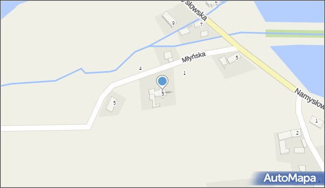 Krogulna, Młyńska, 3, mapa Krogulna