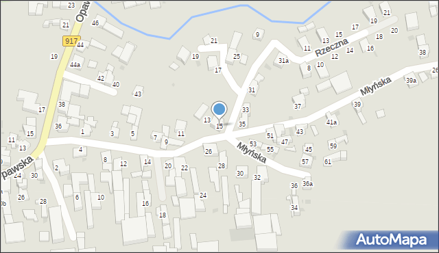 Krzanowice, Młyńska, 15, mapa Krzanowice
