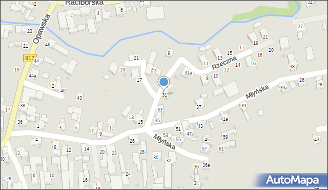 Krzanowice, Młyńska, 31, mapa Krzanowice