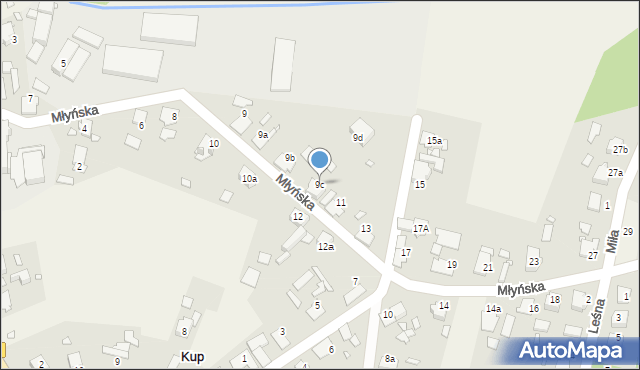 Kup, Młyńska, 9c, mapa Kup