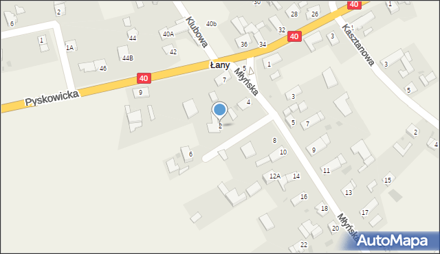 Łany, Młyńska, 2, mapa Łany