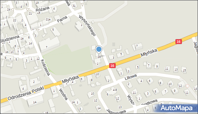 Łasin, Młyńska, 1A, mapa Łasin