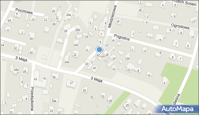 Laski, Młodzieżowa, 8, mapa Laski