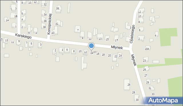 Łazy, Młynek, 14, mapa Łazy