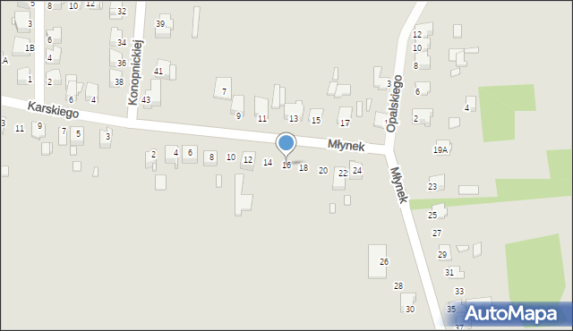 Łazy, Młynek, 16, mapa Łazy