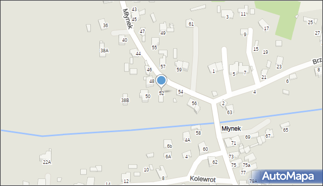 Łazy, Młynek, 52, mapa Łazy