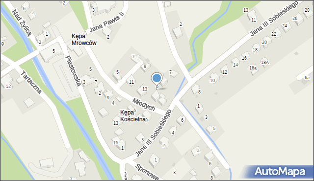 Łodygowice, Młodych, 15, mapa Łodygowice