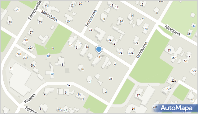 Łomianki, Młocińska, 3, mapa Łomianki