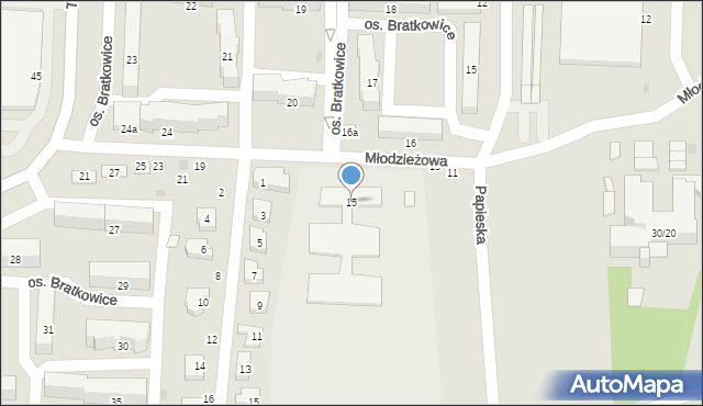 Łowicz, Młodzieżowa, 15, mapa Łowicza