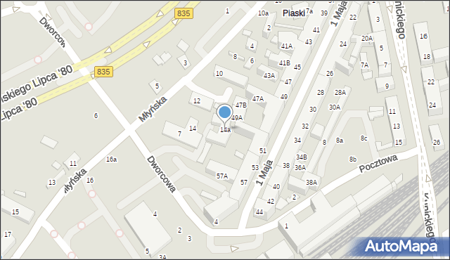 Lublin, Młyńska, 14a, mapa Lublina