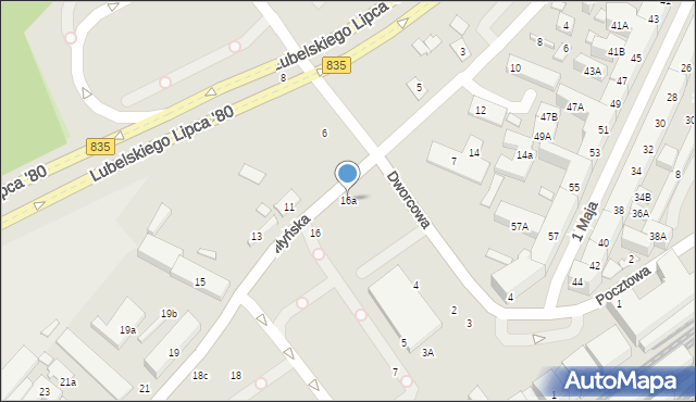 Lublin, Młyńska, 16a, mapa Lublina