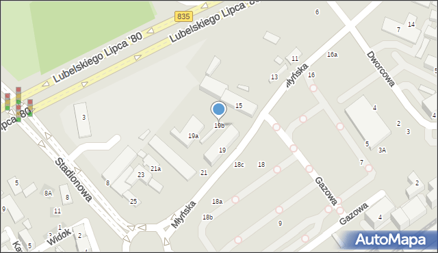 Lublin, Młyńska, 19b, mapa Lublina