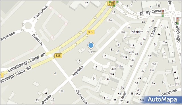 Lublin, Młyńska, 3, mapa Lublina