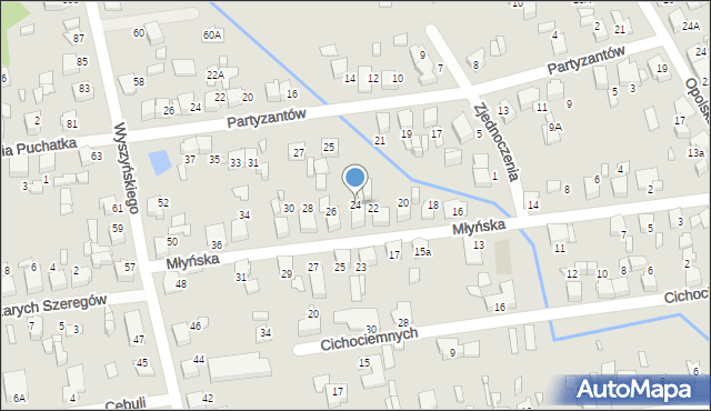 Lubliniec, Młyńska, 24, mapa Lubliniec