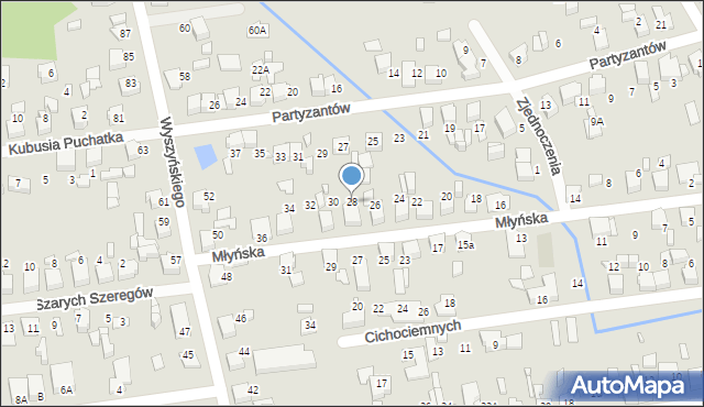 Lubliniec, Młyńska, 28, mapa Lubliniec