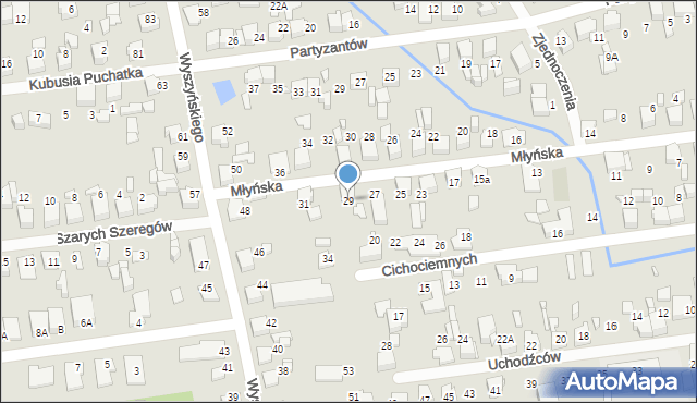 Lubliniec, Młyńska, 29, mapa Lubliniec