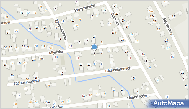 Lubliniec, Młyńska, 7, mapa Lubliniec