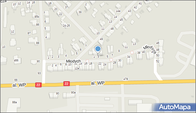 Malbork, Młodych, 3, mapa Malborka