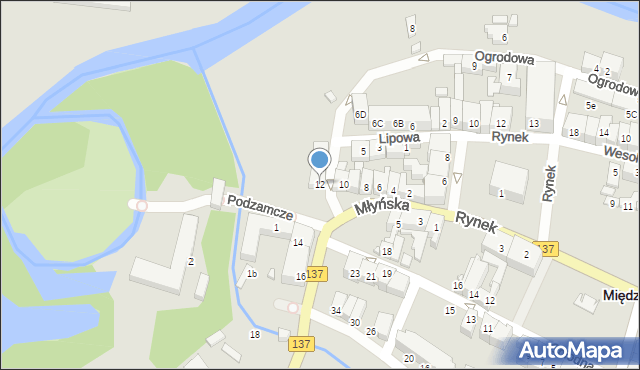 Międzyrzecz, Młyńska, 12, mapa Międzyrzecz