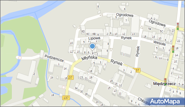 Międzyrzecz, Młyńska, 4, mapa Międzyrzecz