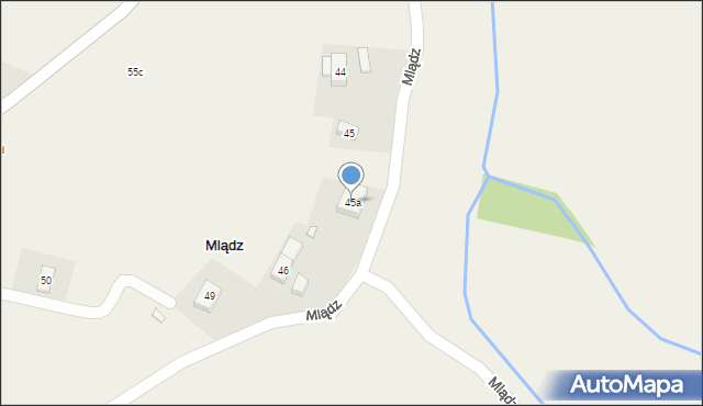 Mlądz, Mlądz, 45a, mapa Mlądz