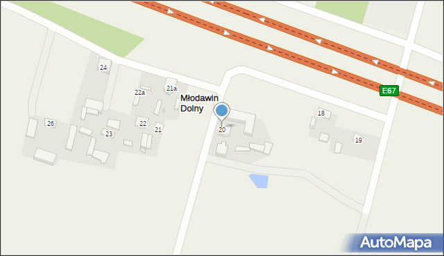 Młodawin Dolny, Młodawin Dolny, 20a, mapa Młodawin Dolny