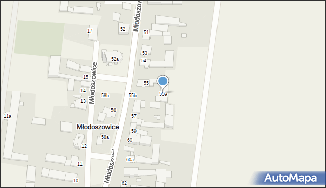 Młodoszowice, Młodoszowice, 55a, mapa Młodoszowice