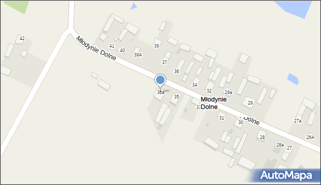 Młodynie Dolne, Młodynie Dolne, 36a, mapa Młodynie Dolne
