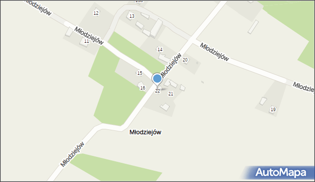Młodziejów, Młodziejów, 22, mapa Młodziejów