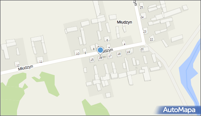 Młudzyn, Młudzyn, 16, mapa Młudzyn