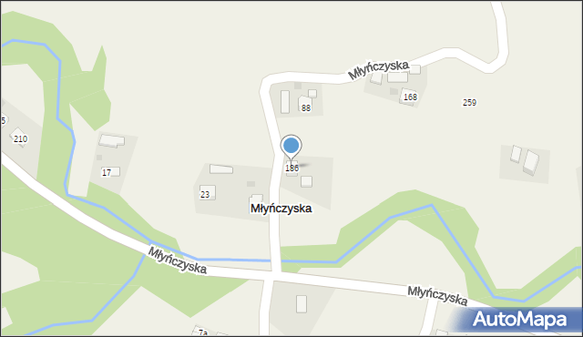 Młyńczyska, Młyńczyska, 186, mapa Młyńczyska