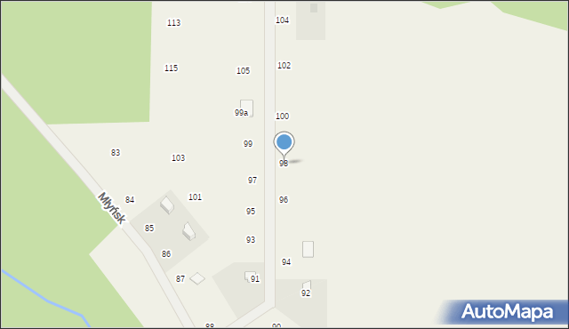 Młyńsk, Młyńsk, 98, mapa Młyńsk
