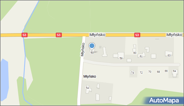 Młyńsko, Młyńsko, 53, mapa Młyńsko