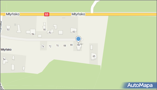 Młyńsko, Młyńsko, 64, mapa Młyńsko