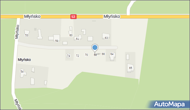 Młyńsko, Młyńsko, 68, mapa Młyńsko
