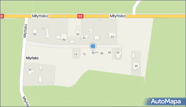 Młyńsko, Młyńsko, 70, mapa Młyńsko