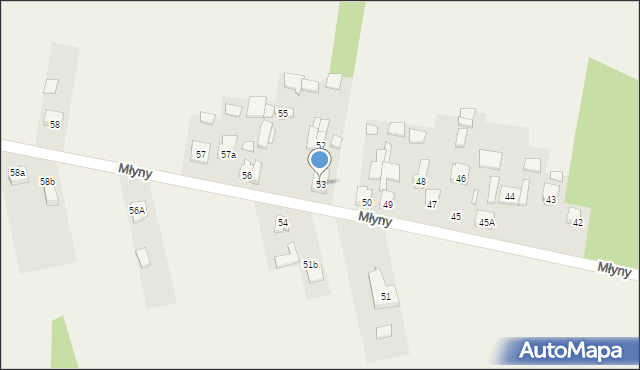 Młyny, Młyny, 53, mapa Młyny